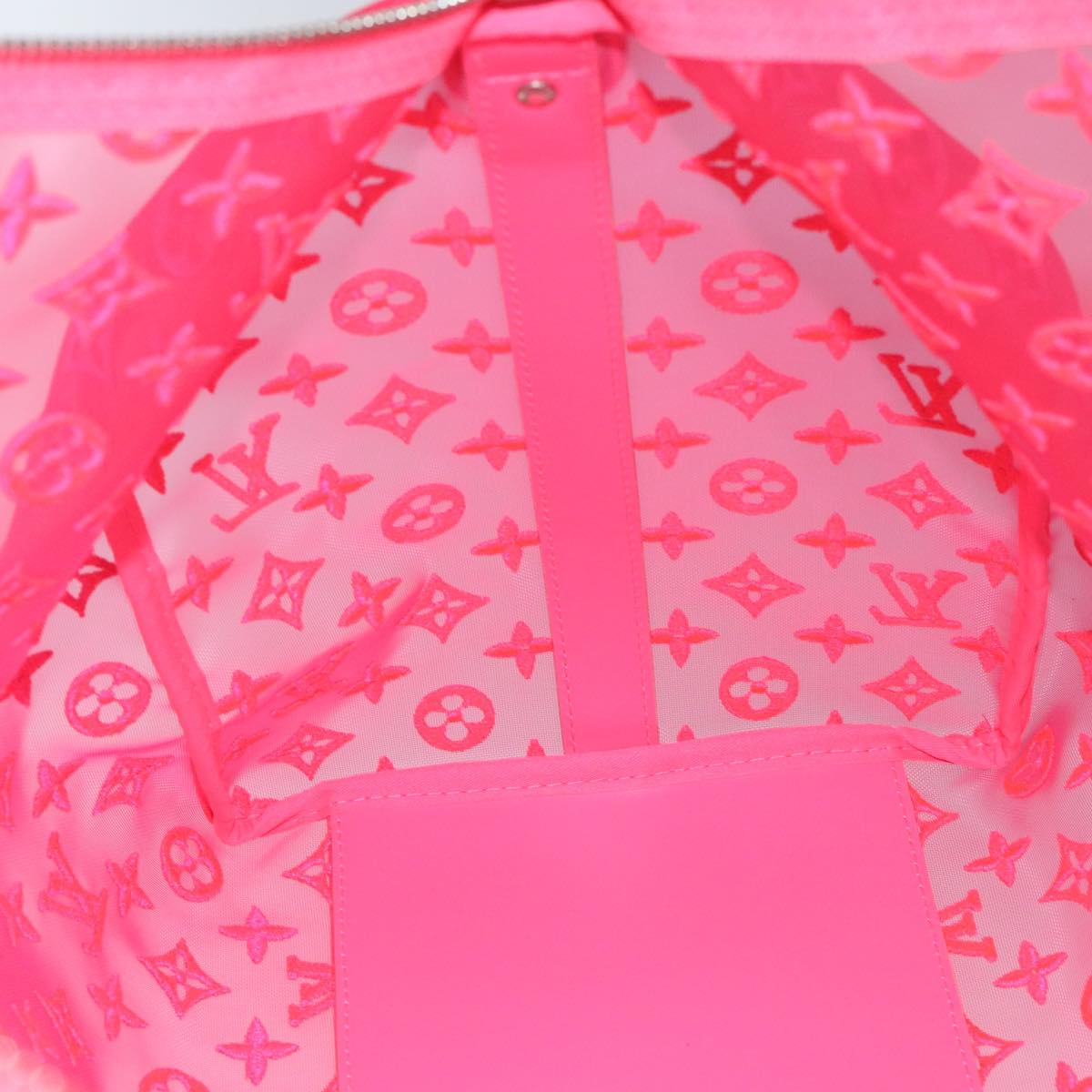 LOUIS VUITTON Monogram Mesh Keepall Bandouliere 50 Bag Pink M45048 Auth 83745SM