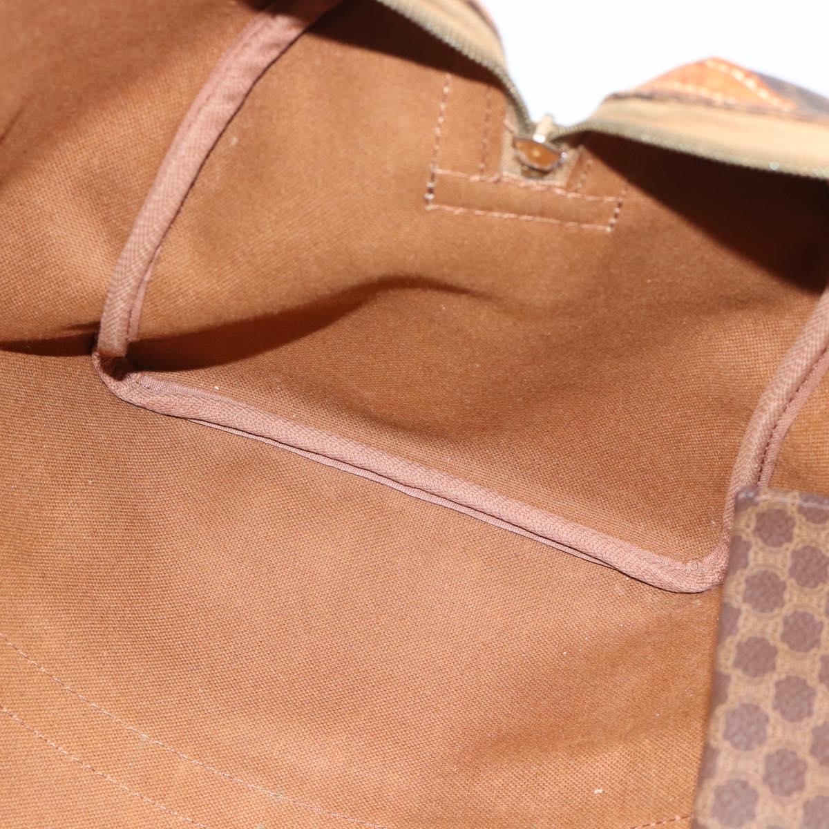 CELINE Macadam Canvas Boston Bag PVC Leather Brown Auth 83945