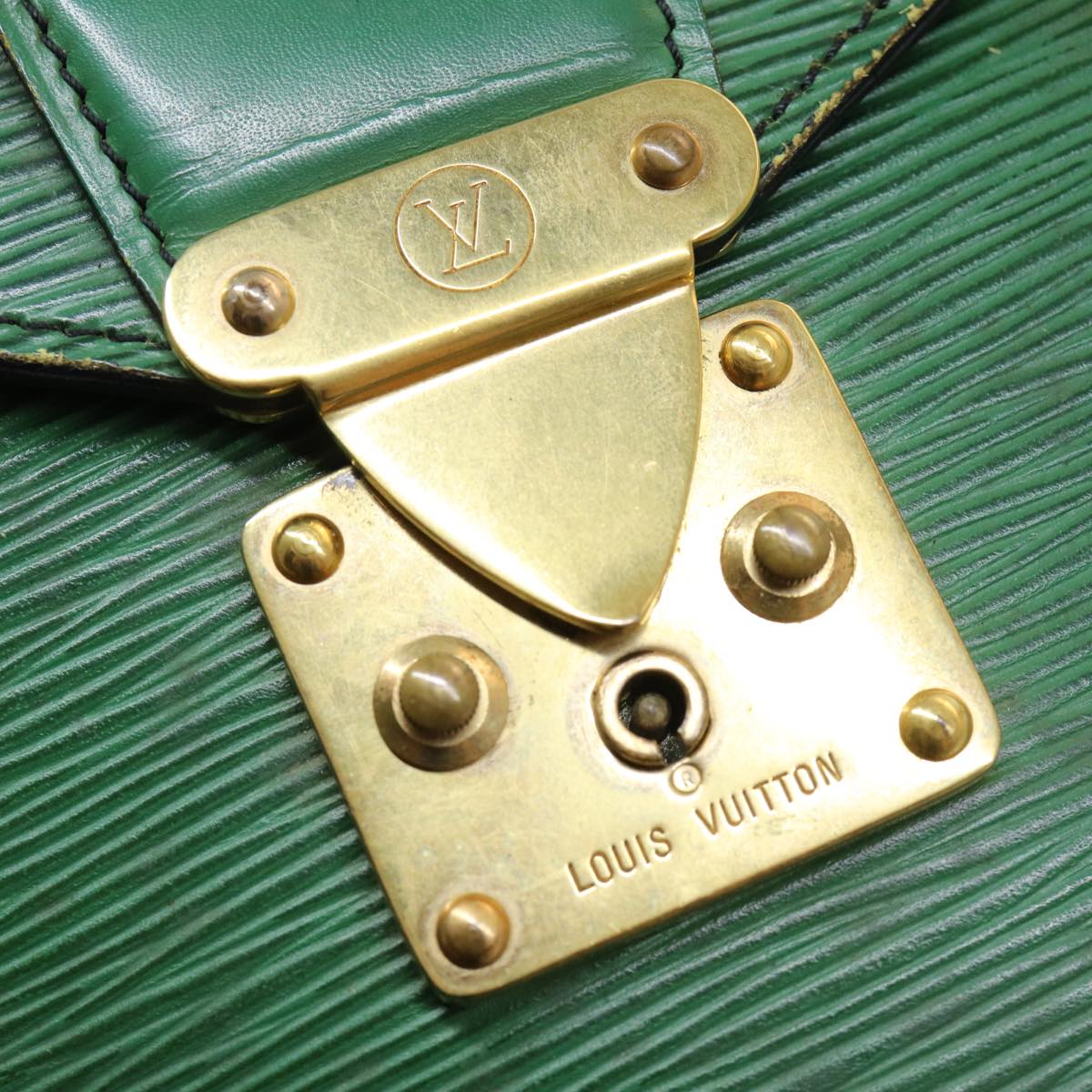 LOUIS VUITTON Epi Serviette Ambassador Business Bag Green M54412 LV Auth 84072
