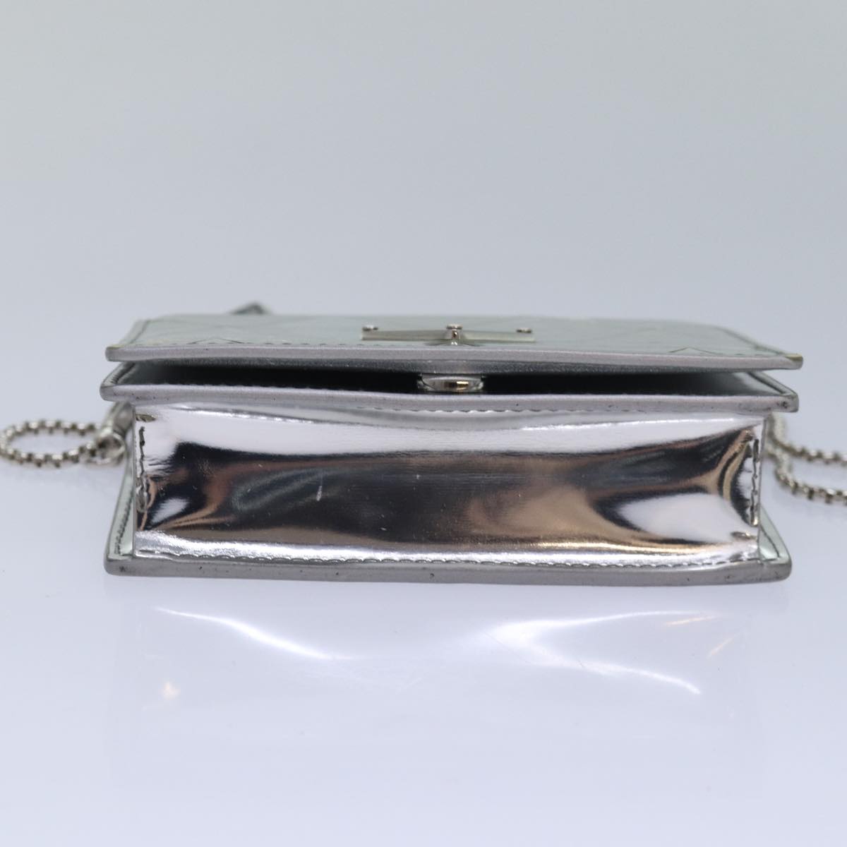 PRADA Shoulder Pouch Triangle Panel Silver Auth 84299