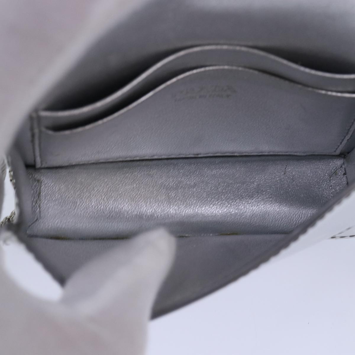 PRADA Shoulder Pouch Triangle Panel Silver Auth 84299