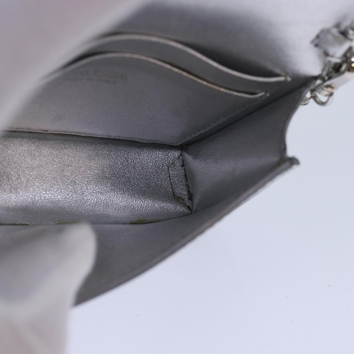 PRADA Shoulder Pouch Triangle Panel Silver Auth 84299