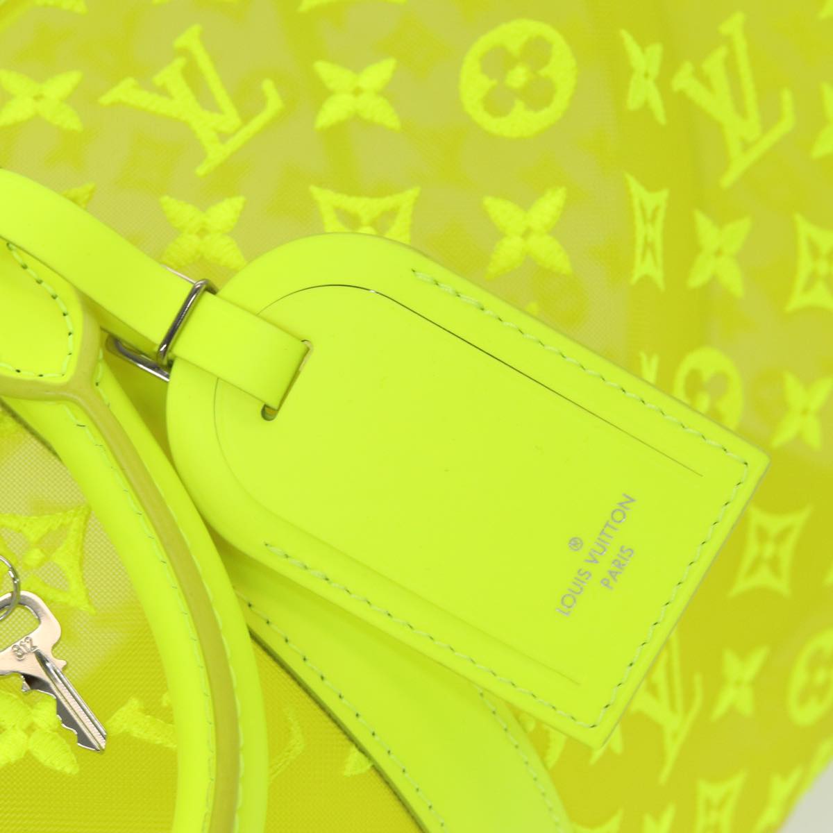 LOUIS VUITTON Monogram Mesh Keepall Bandouliere 50 Bag Yellow M55380 Auth 84353SM