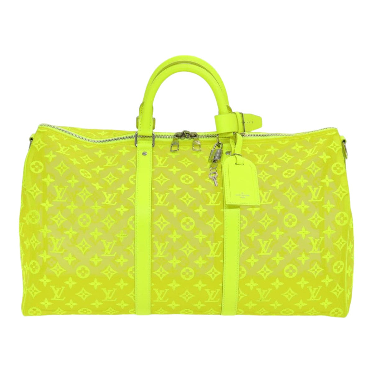 LOUIS VUITTON Monogram Mesh Keepall Bandouliere 50 Bag Yellow M55380 Auth 84353SM