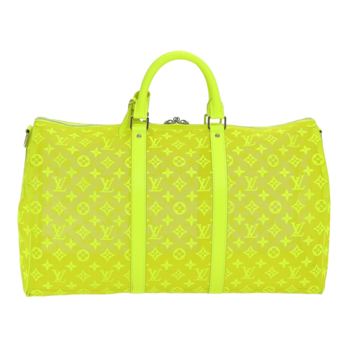 LOUIS VUITTON Monogram Mesh Keepall Bandouliere 50 Bag Yellow M55380 Auth 84353SM