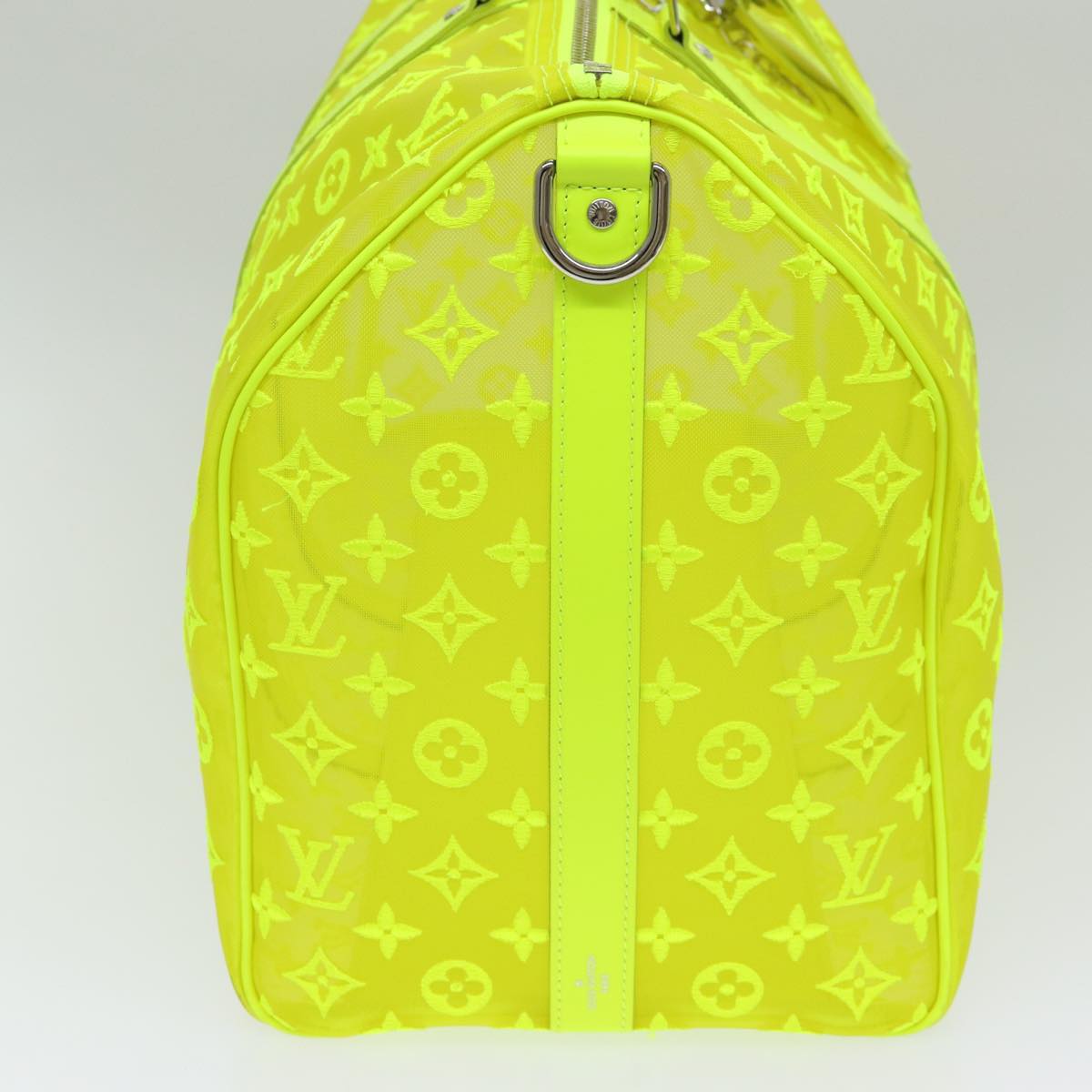 LOUIS VUITTON Monogram Mesh Keepall Bandouliere 50 Bag Yellow M55380 Auth 84353SM