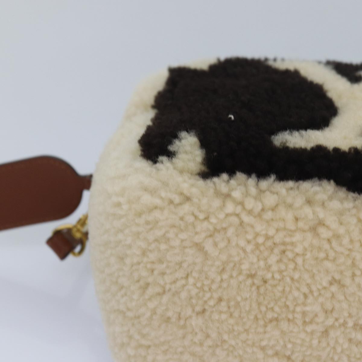 LOUIS VUITTON Monogram Teddy Beach Pouch Beige Black M68599 LV Auth 84395SA