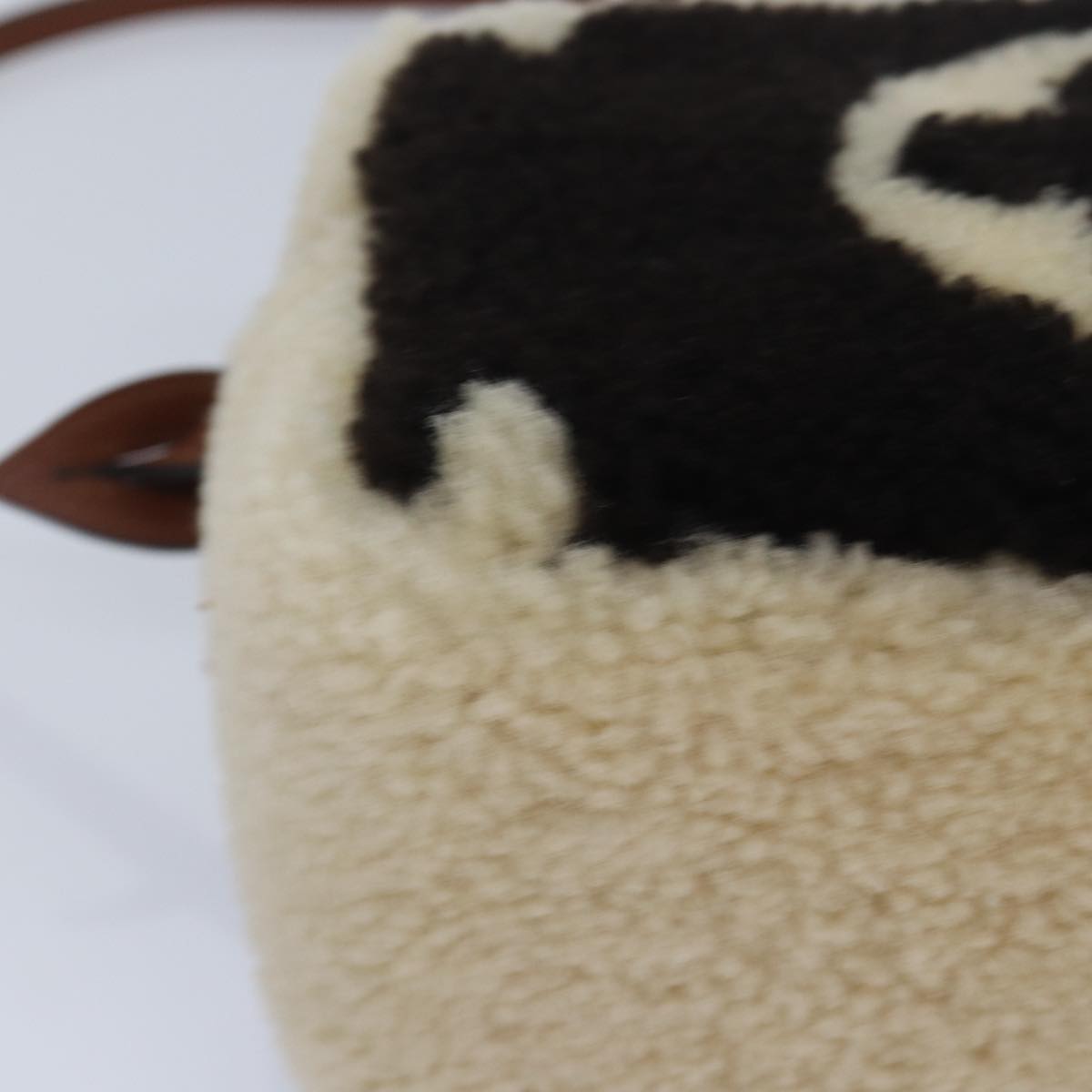LOUIS VUITTON Monogram Teddy Beach Pouch Beige Black M68599 LV Auth 84395SA