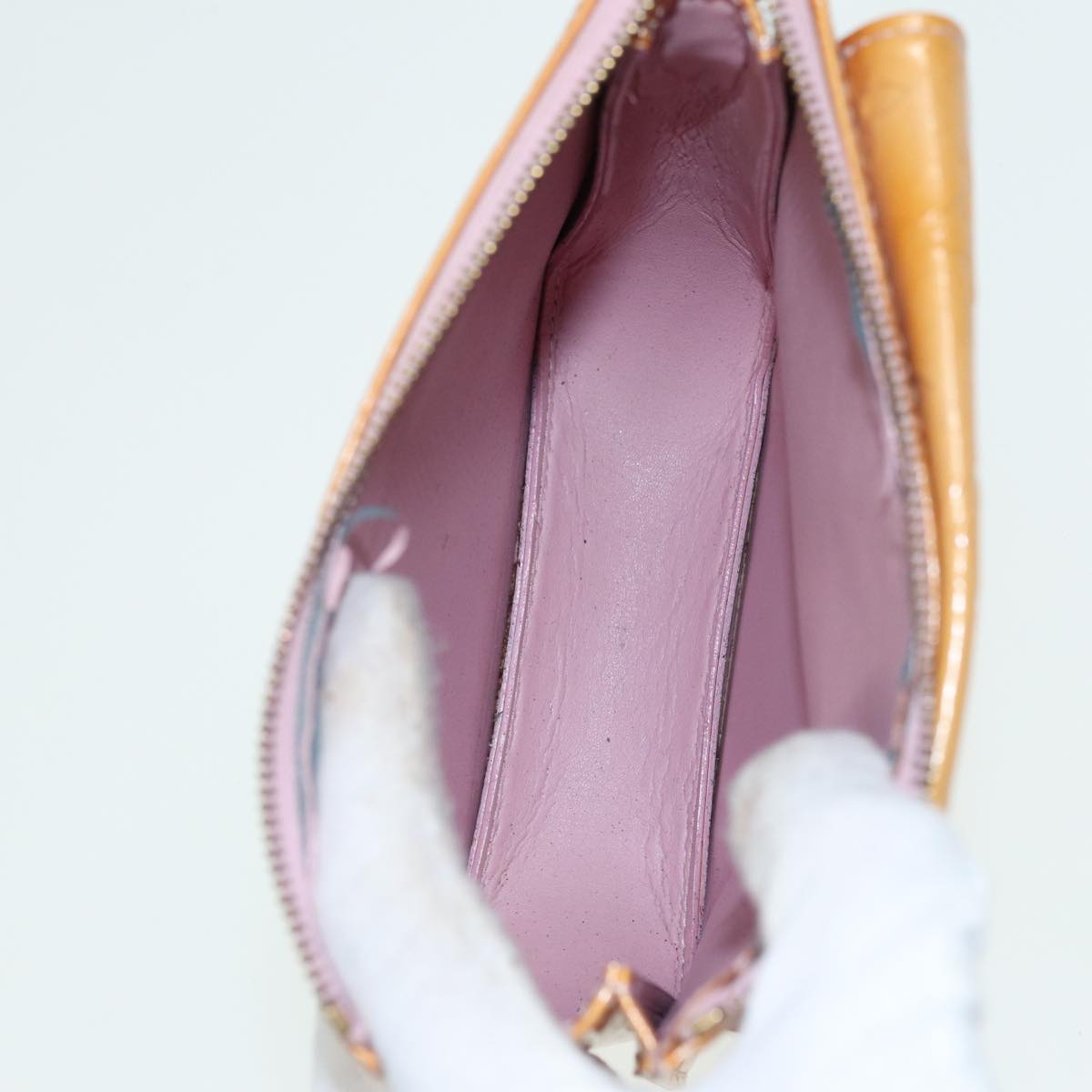 LOUIS VUITTON Monogram Vernis Motto Pouch Marshmallow Pink M91312 LV Auth 84628