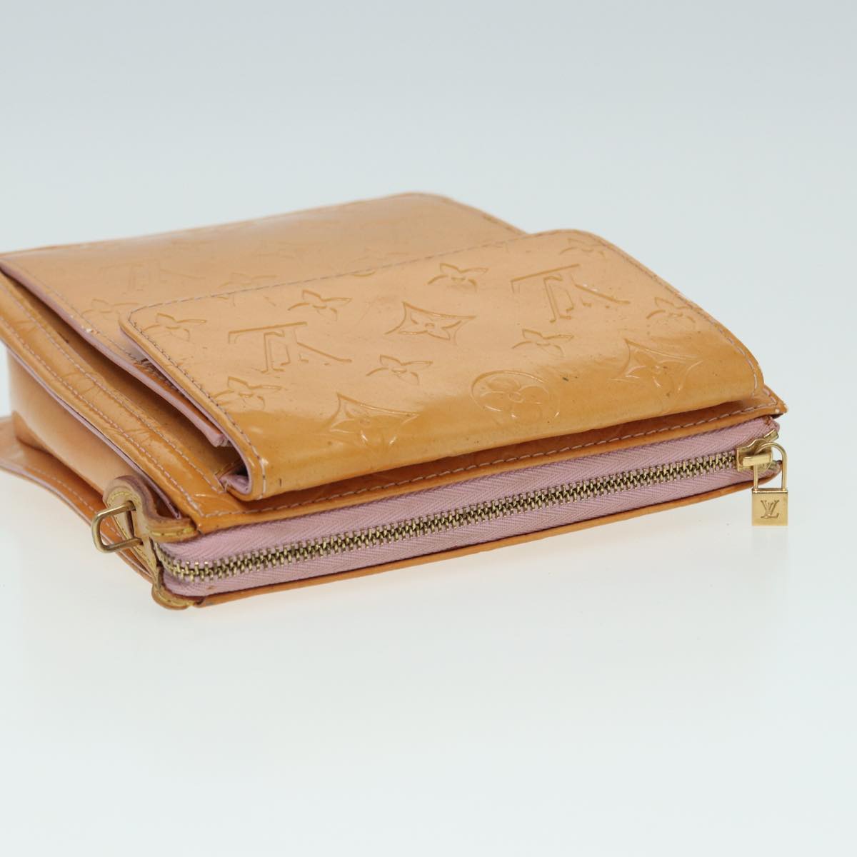 LOUIS VUITTON Monogram Vernis Motto Pouch Marshmallow Pink M91312 LV Auth 84628