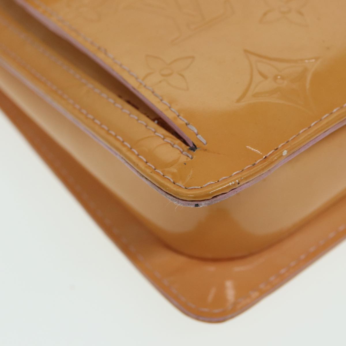 LOUIS VUITTON Monogram Vernis Motto Pouch Marshmallow Pink M91312 LV Auth 84628