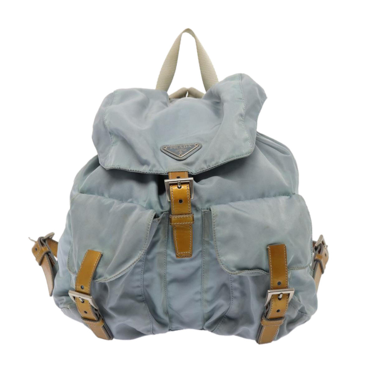 PRADA Backpack Nylon Light Blue Silver Auth 84646