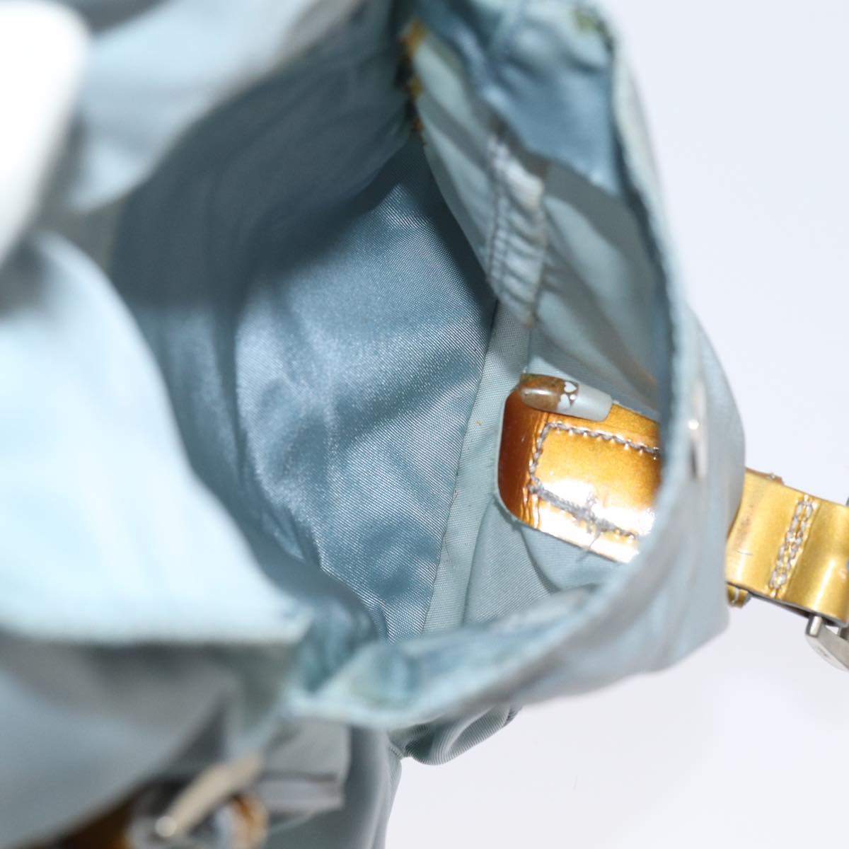 PRADA Backpack Nylon Light Blue Silver Auth 84646