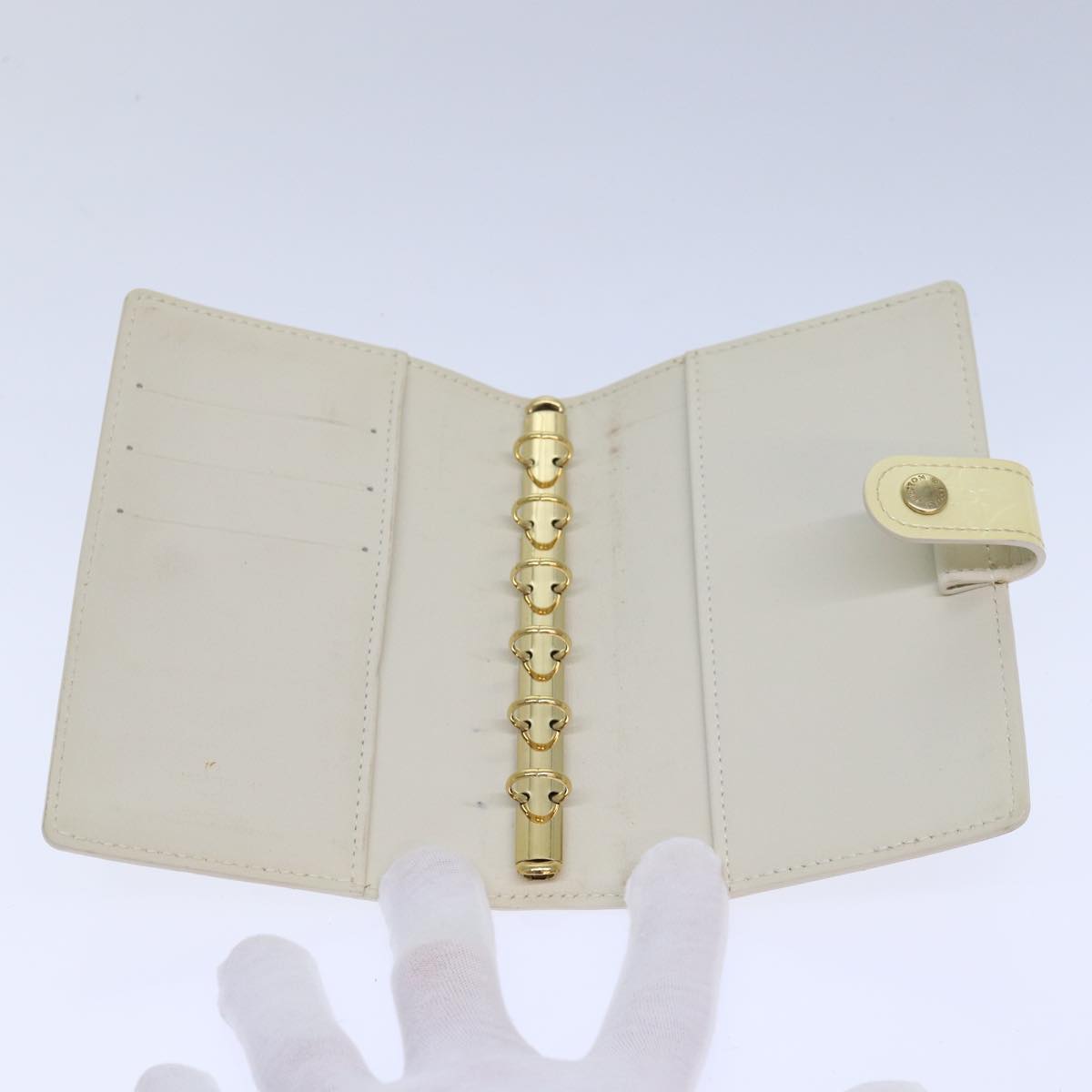 LOUIS VUITTON Vernis Agenda PM Day Planner Cover Perle R21010 LV Auth 84665