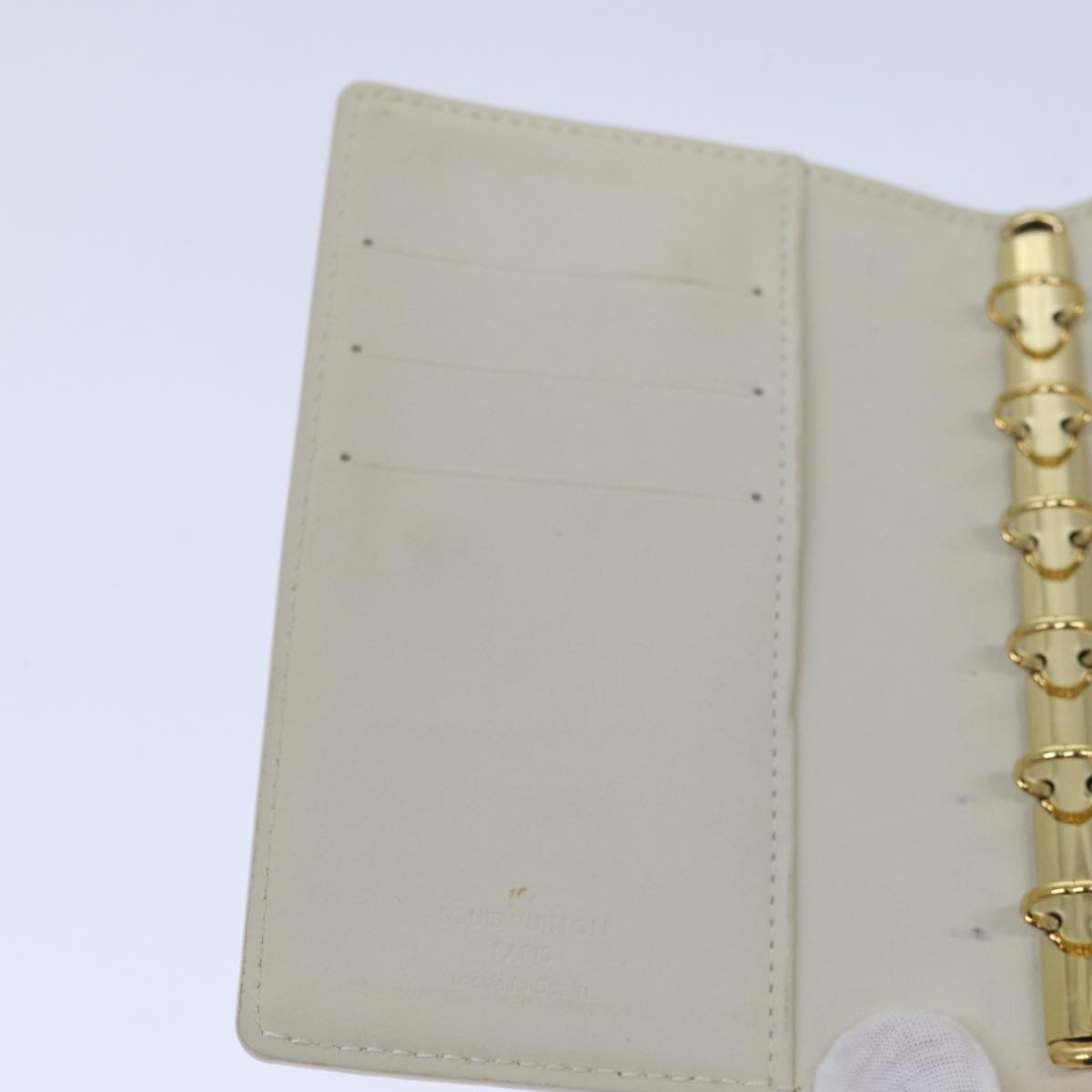 LOUIS VUITTON Vernis Agenda PM Day Planner Cover Perle R21010 LV Auth 84665