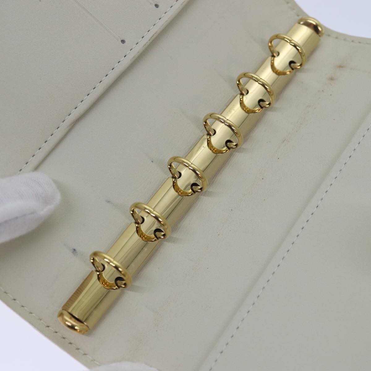 LOUIS VUITTON Vernis Agenda PM Day Planner Cover Perle R21010 LV Auth 84665