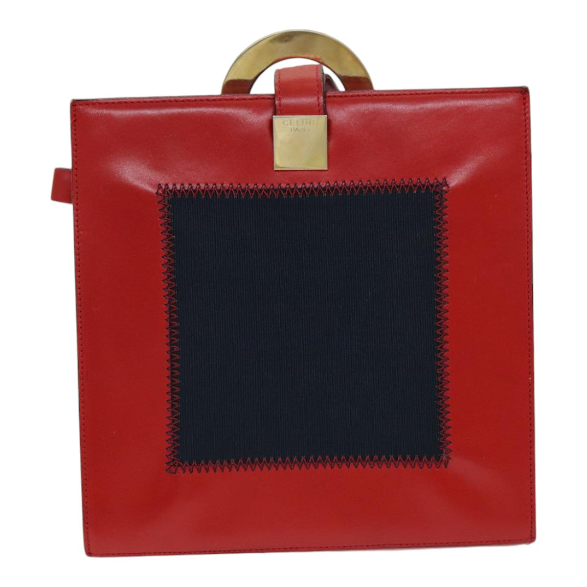 CELINE Shoulder Bag Leather Red Auth 84936