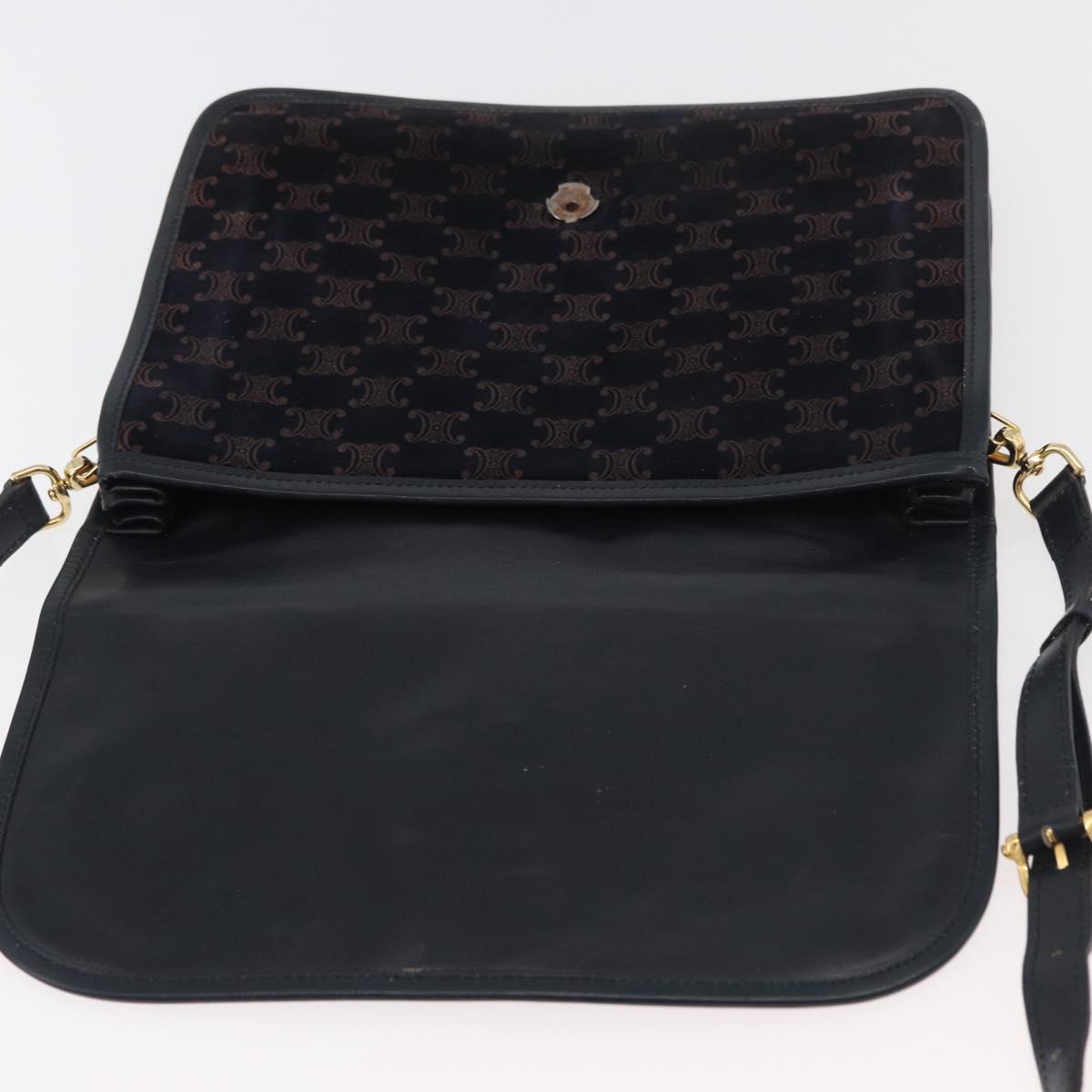 CELINE Macadam Canvas Shoulder Bag Black Auth 85006