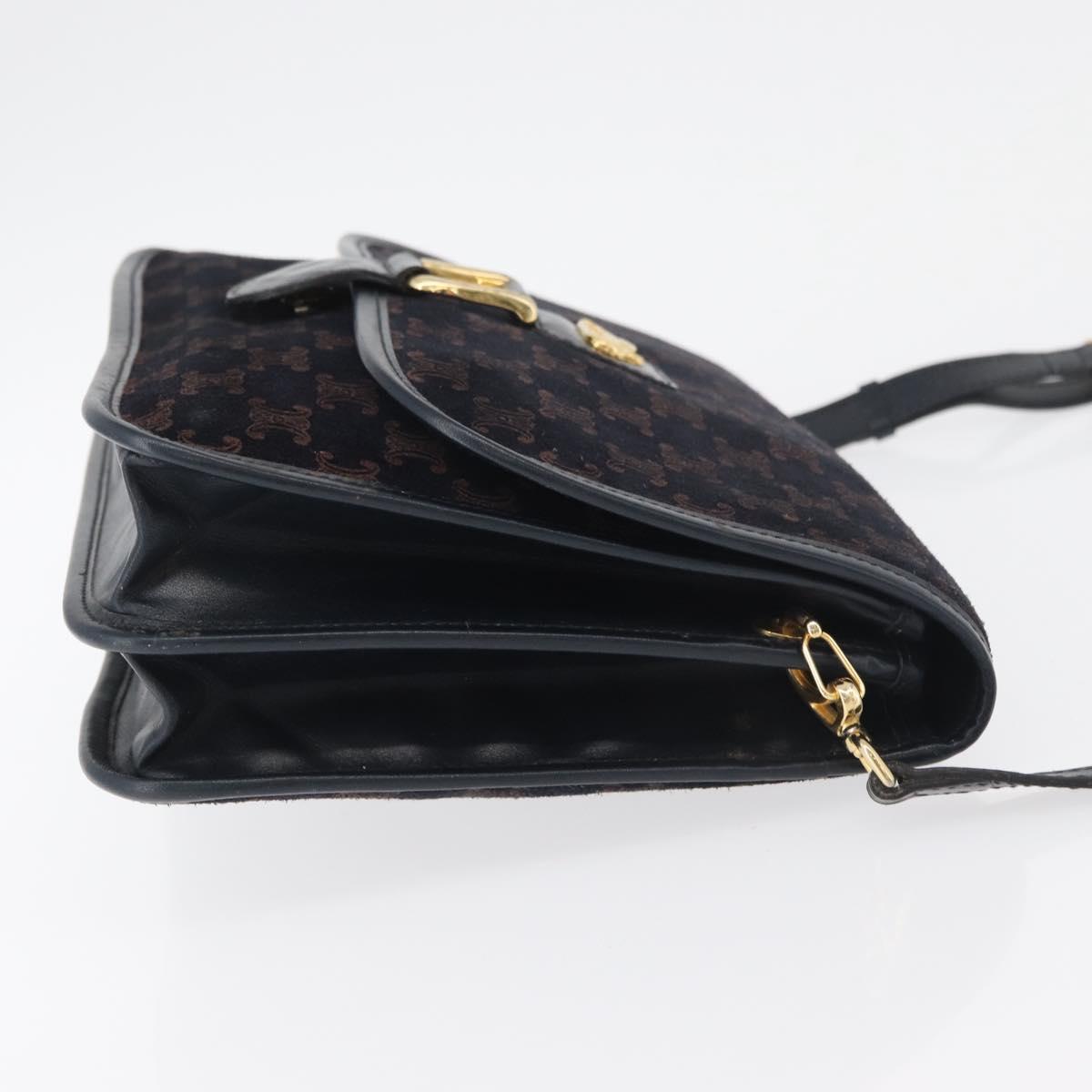CELINE Macadam Canvas Shoulder Bag Black Auth 85006