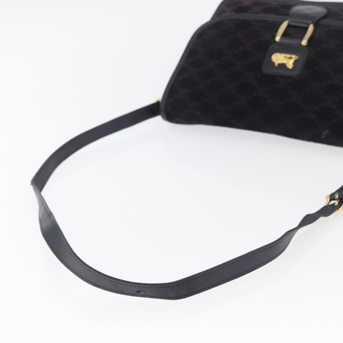 CELINE Macadam Canvas Shoulder Bag Black Auth 85006