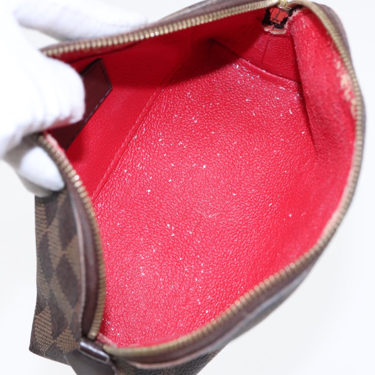 LOUIS VUITTON Damier Ebene Pochette Cosmetic PM Pouch N47516 LV Auth 85176