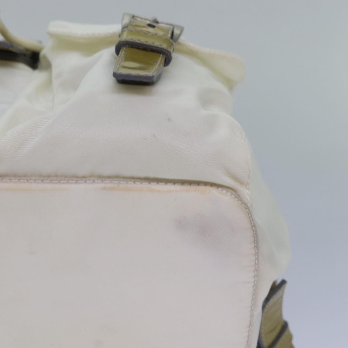 PRADA Backpack Nylon White Silver Auth 85291V
