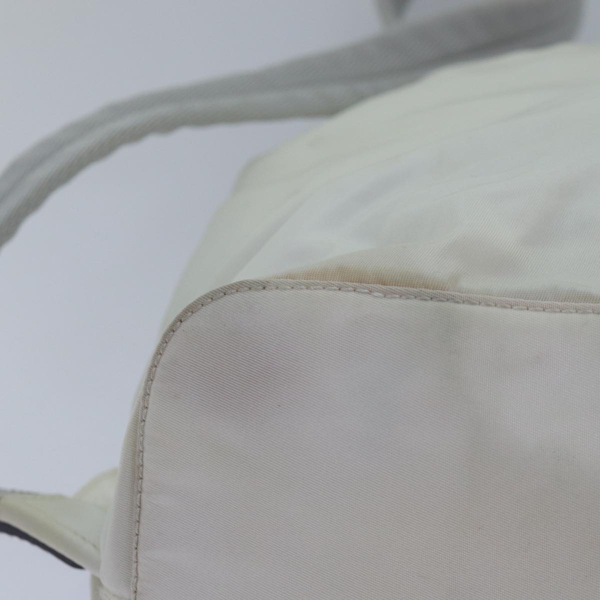 PRADA Backpack Nylon White Silver Auth 85291V