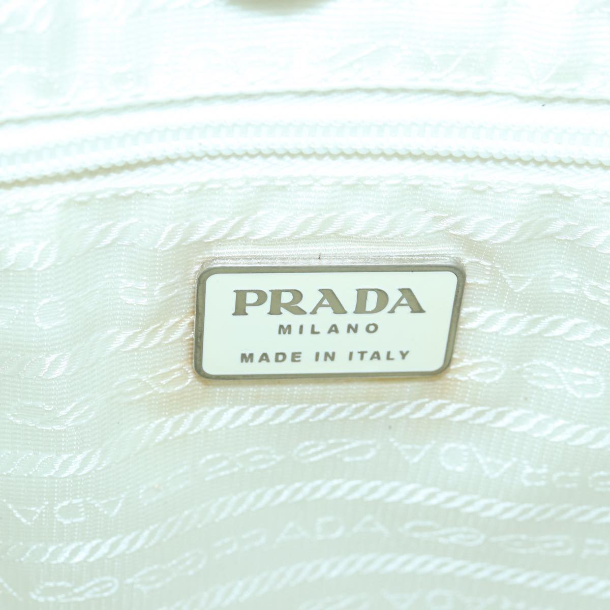 PRADA Backpack Nylon White Silver Auth 85291V