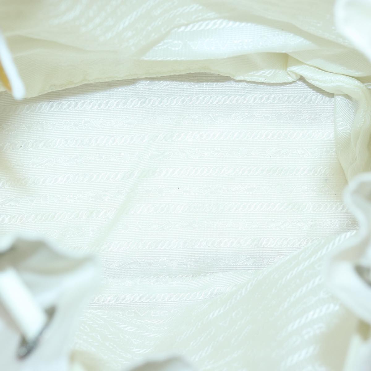 PRADA Backpack Nylon White Silver Auth 85291V