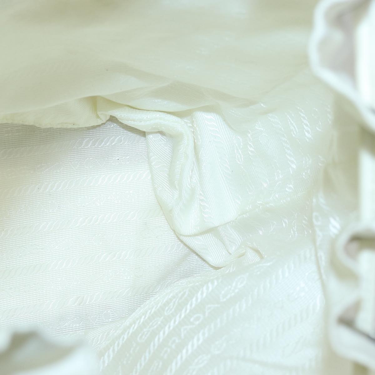 PRADA Backpack Nylon White Silver Auth 85291V