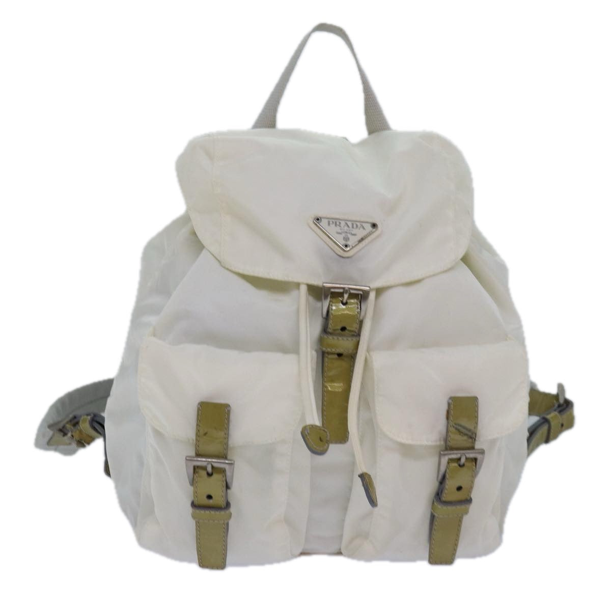 PRADA Backpack Nylon White Silver Auth 85291V