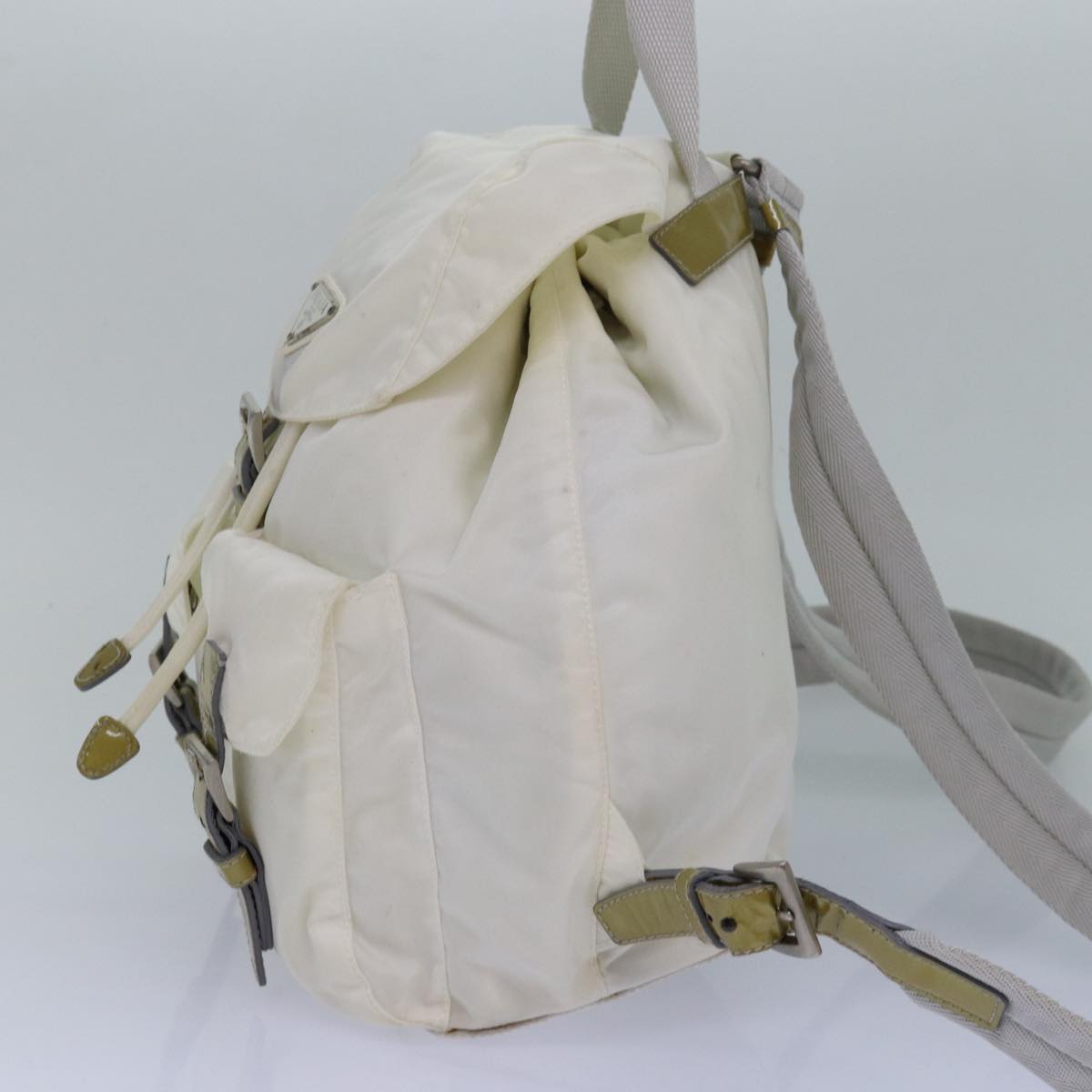 PRADA Backpack Nylon White Silver Auth 85291V
