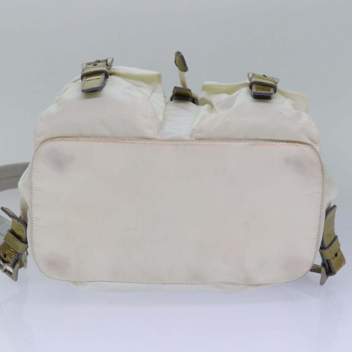PRADA Backpack Nylon White Silver Auth 85291V