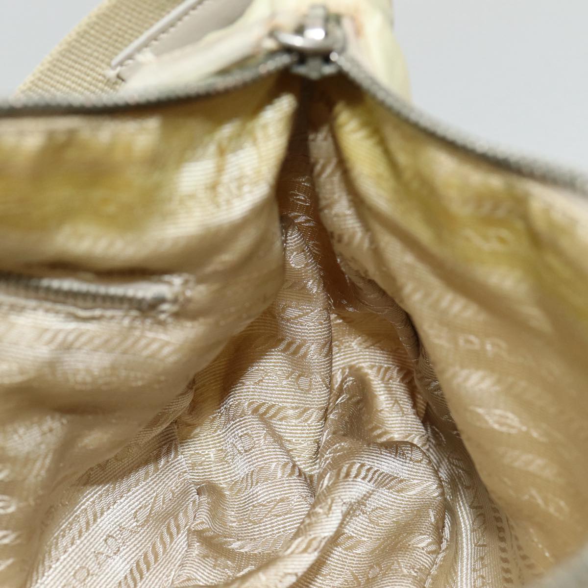 PRADA Shoulder Bag Nylon White Silver Auth 85399