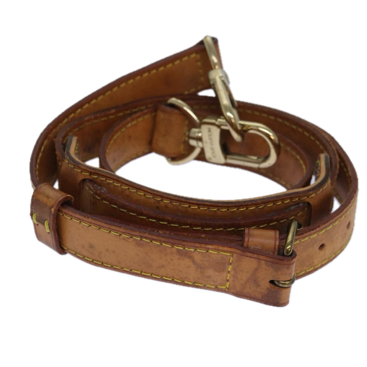 LOUIS VUITTON Adjustable Shoulder Strap Leather 35""""""""-42.1"""""""" Beige LV Auth 85658