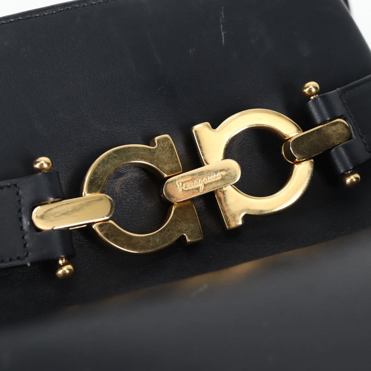 Salvatore Ferragamo Shoulder Bag Leather Gold Black Auth 85707