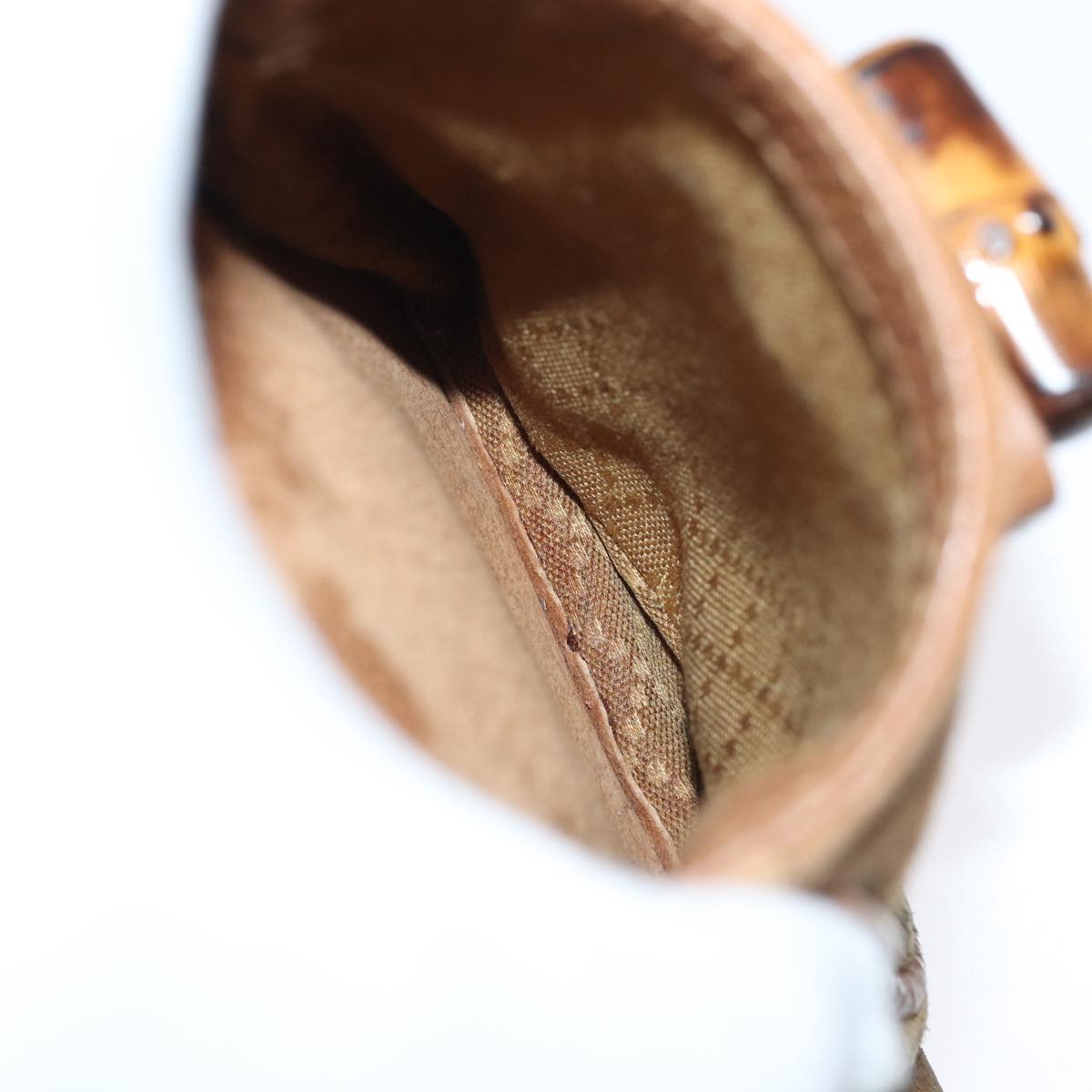 GUCCI Bamboo Shoulder Bag Suede Brown Gold 003 2058 0016 Auth 85718