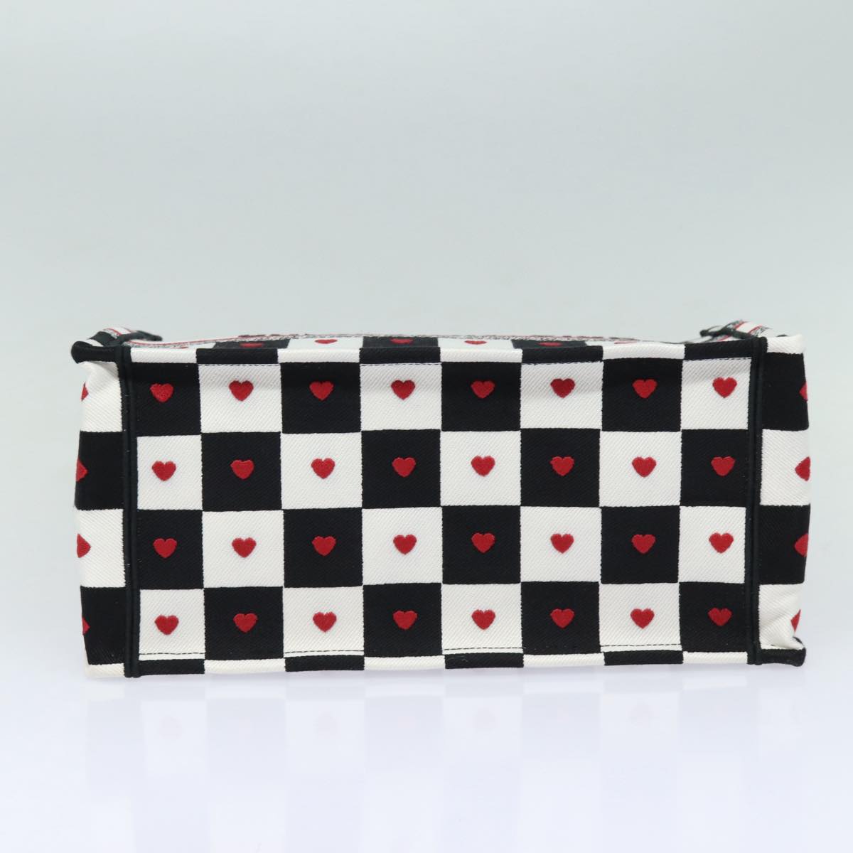 Christian Dior Dior Amour Book Tote Tote Bag Canvas Black White Auth 85927AM