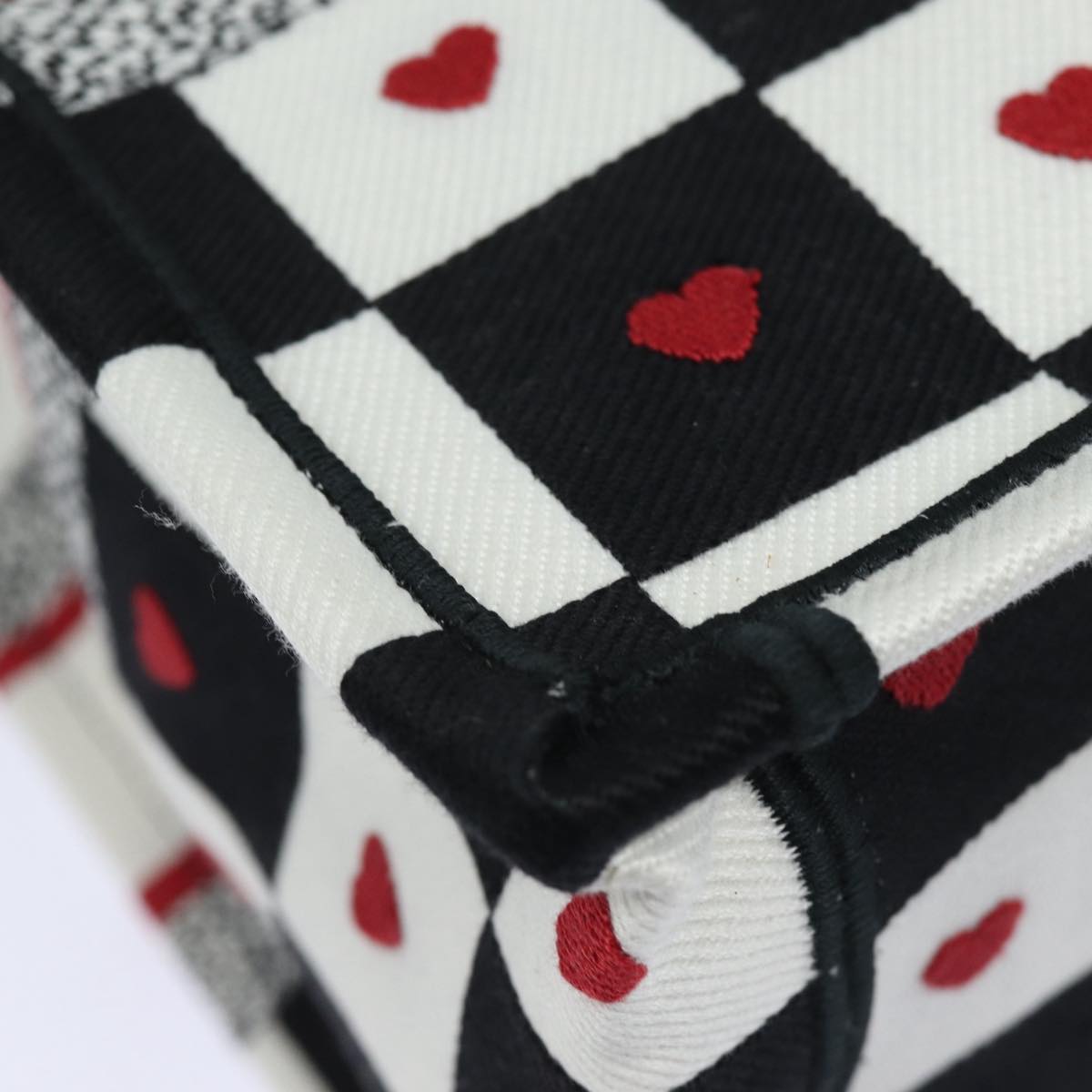 Christian Dior Dior Amour Book Tote Tote Bag Canvas Black White Auth 85927AM