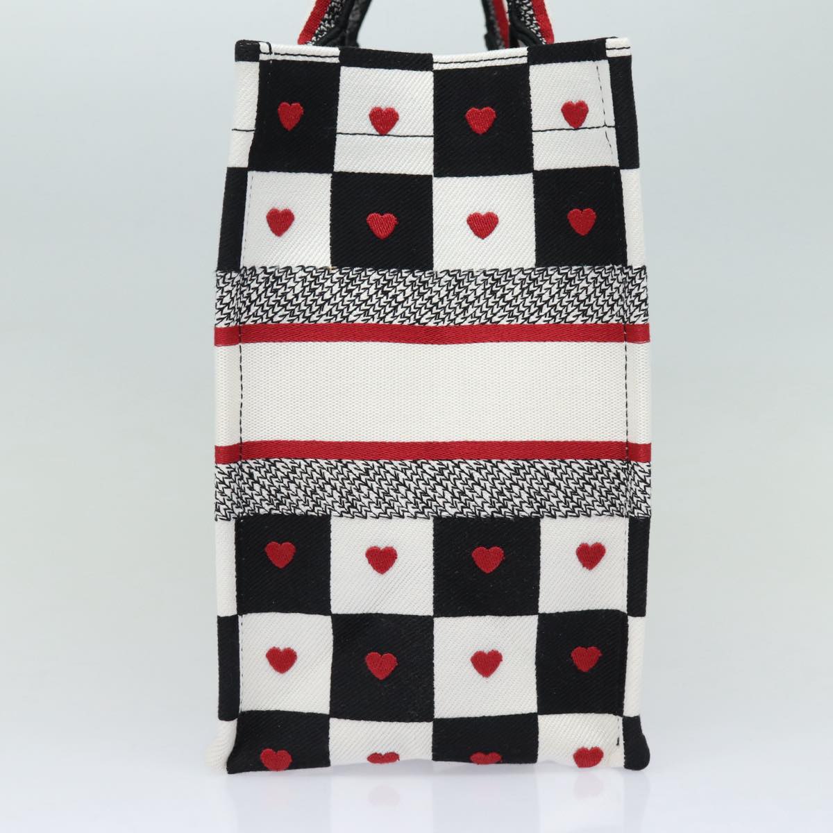 Christian Dior Dior Amour Book Tote Tote Bag Canvas Black White Auth 85927AM