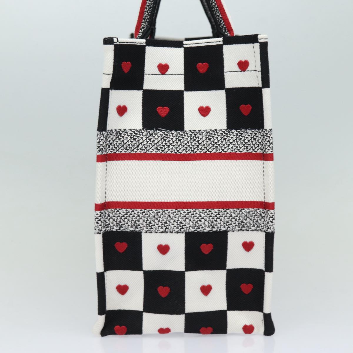 Christian Dior Dior Amour Book Tote Tote Bag Canvas Black White Auth 85927AM