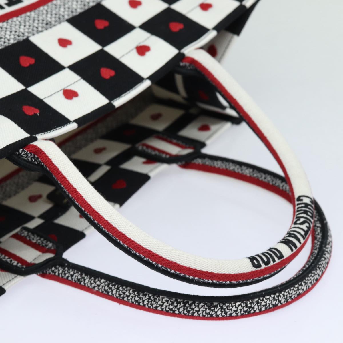 Christian Dior Dior Amour Book Tote Tote Bag Canvas Black White Auth 85927AM