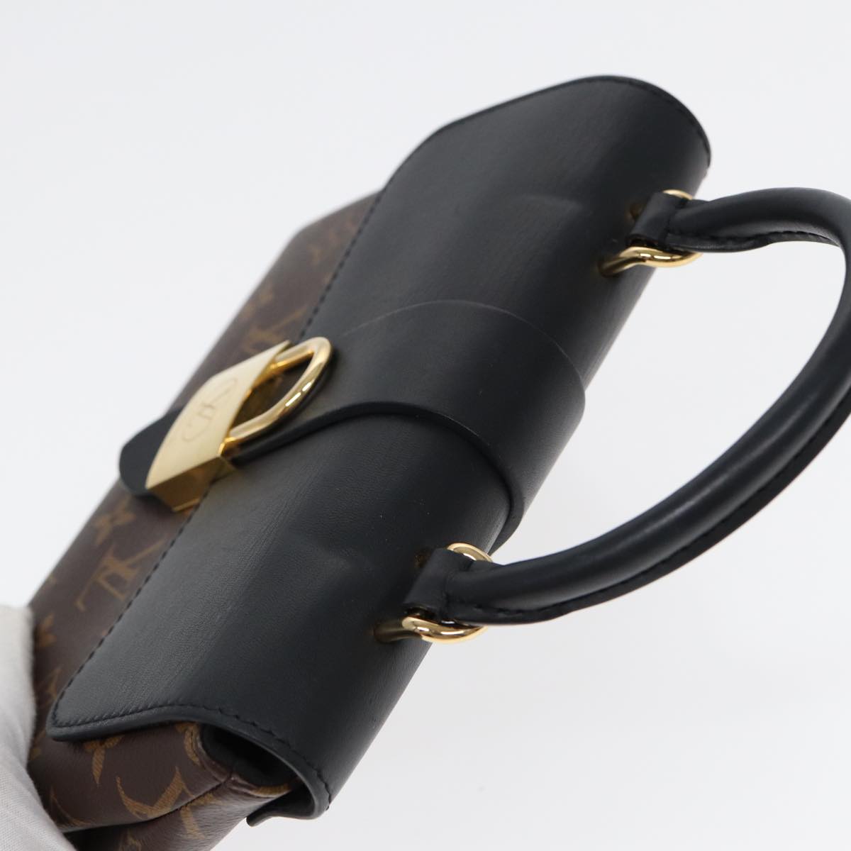 LOUIS VUITTON Monogram Rocky BB Hand Bag 2way Black M44141 LV Auth 85942A
