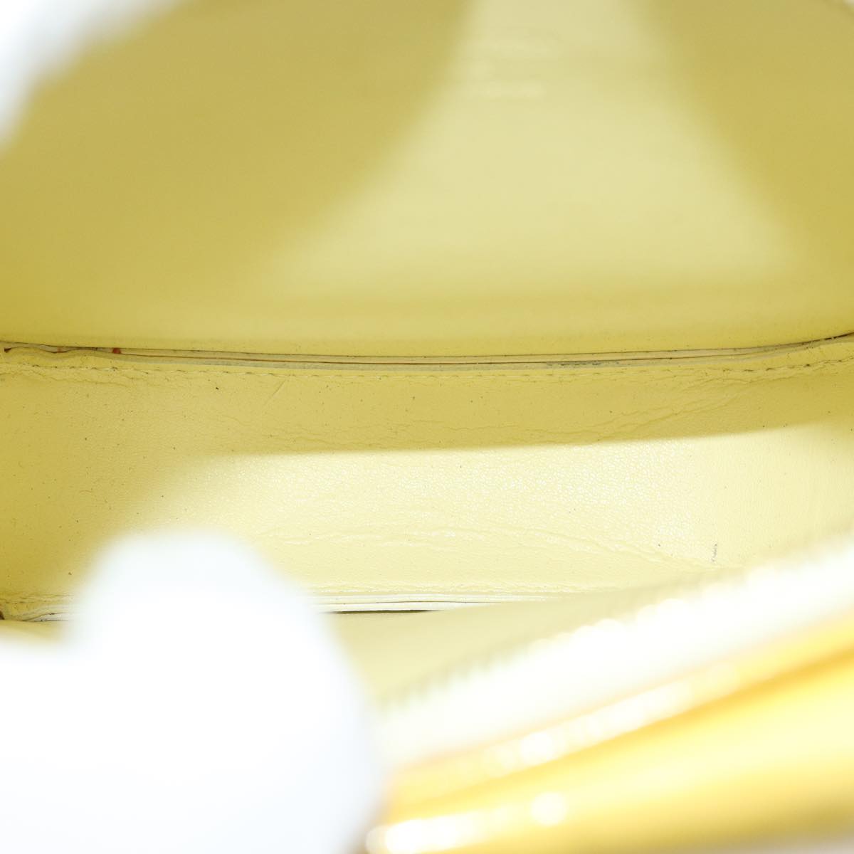 LOUIS VUITTON Monogram Vernis Motto Pouch Lime Yellow M91059 LV Auth 85955