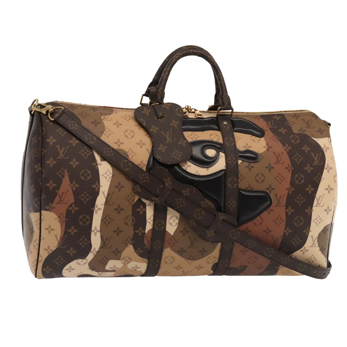 LOUIS VUITTON LV Portrait Keepall Bandouliere 55 Bag Brown M46677 Auth 86022S