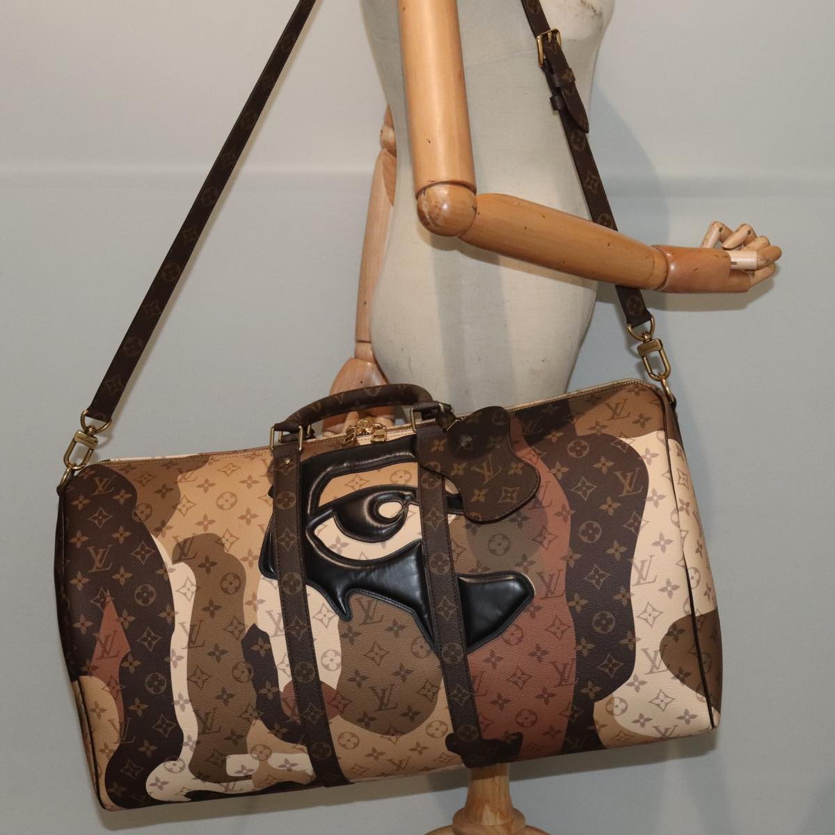 LOUIS VUITTON LV Portrait Keepall Bandouliere 55 Bag Brown M46677 Auth 86022S