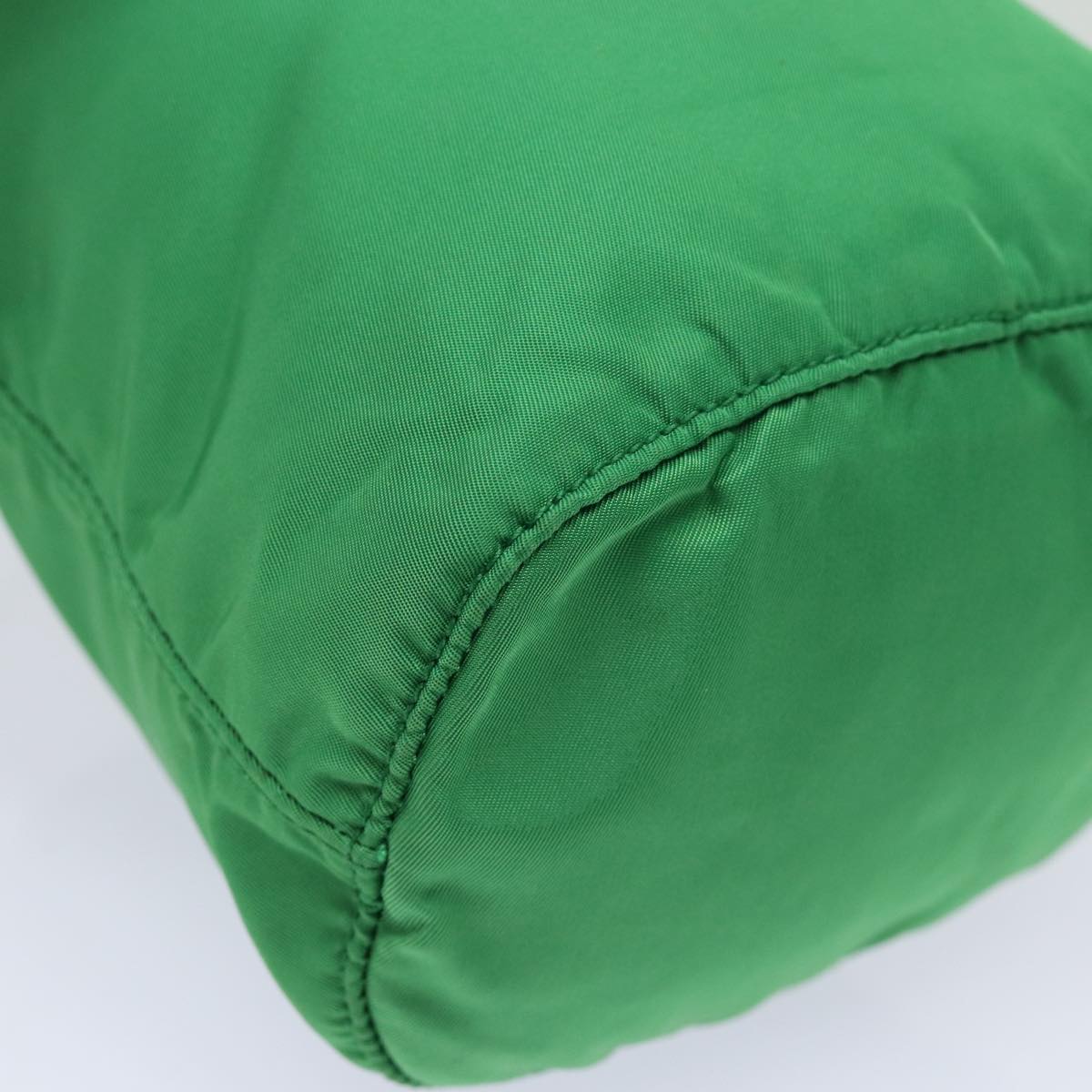 PRADA Drawstring Pouch Nylon Green Silver Auth 86300V