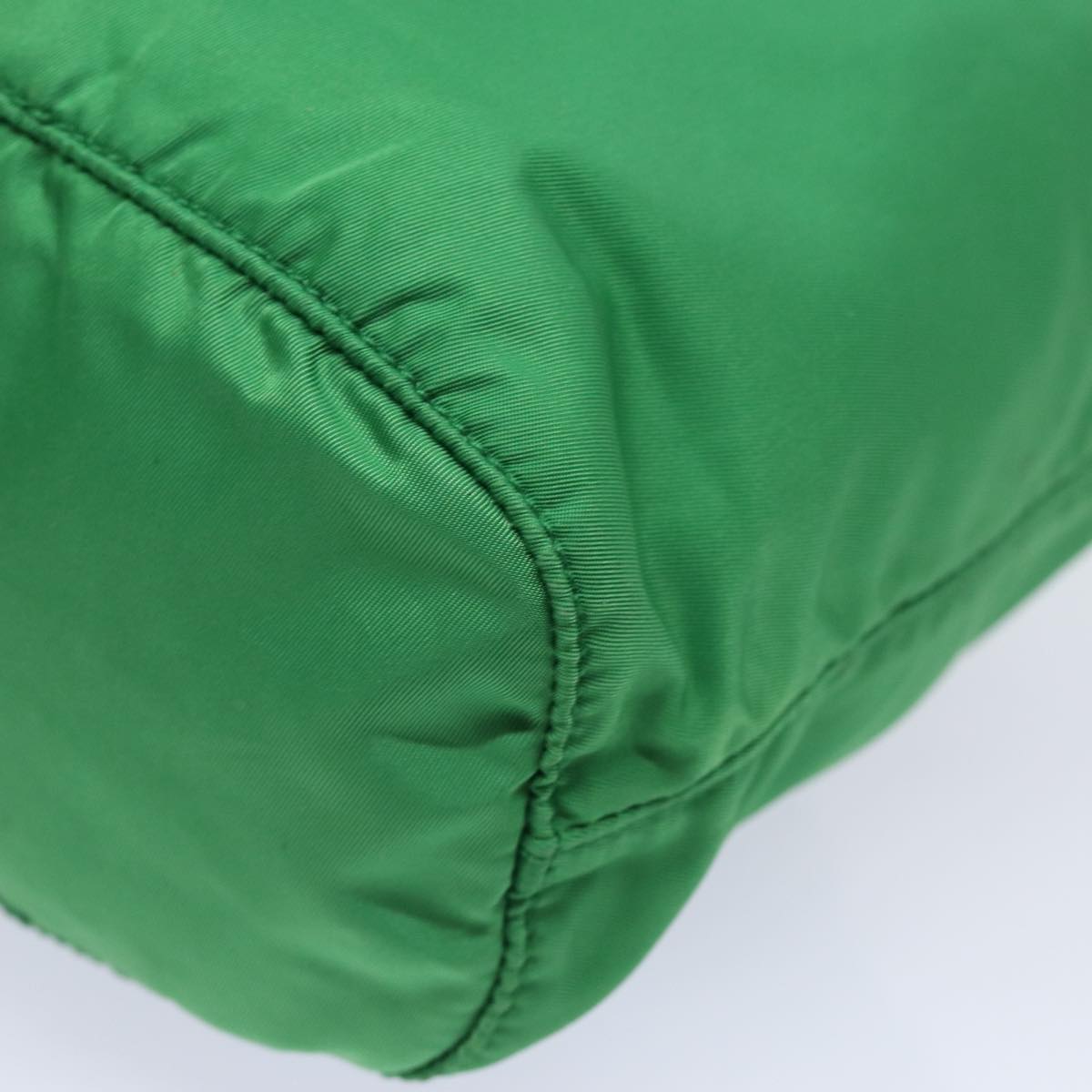 PRADA Drawstring Pouch Nylon Green Silver Auth 86300V