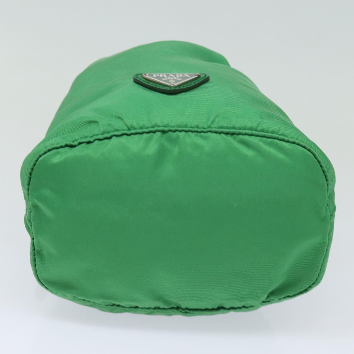 PRADA Drawstring Pouch Nylon Green Silver Auth 86300V