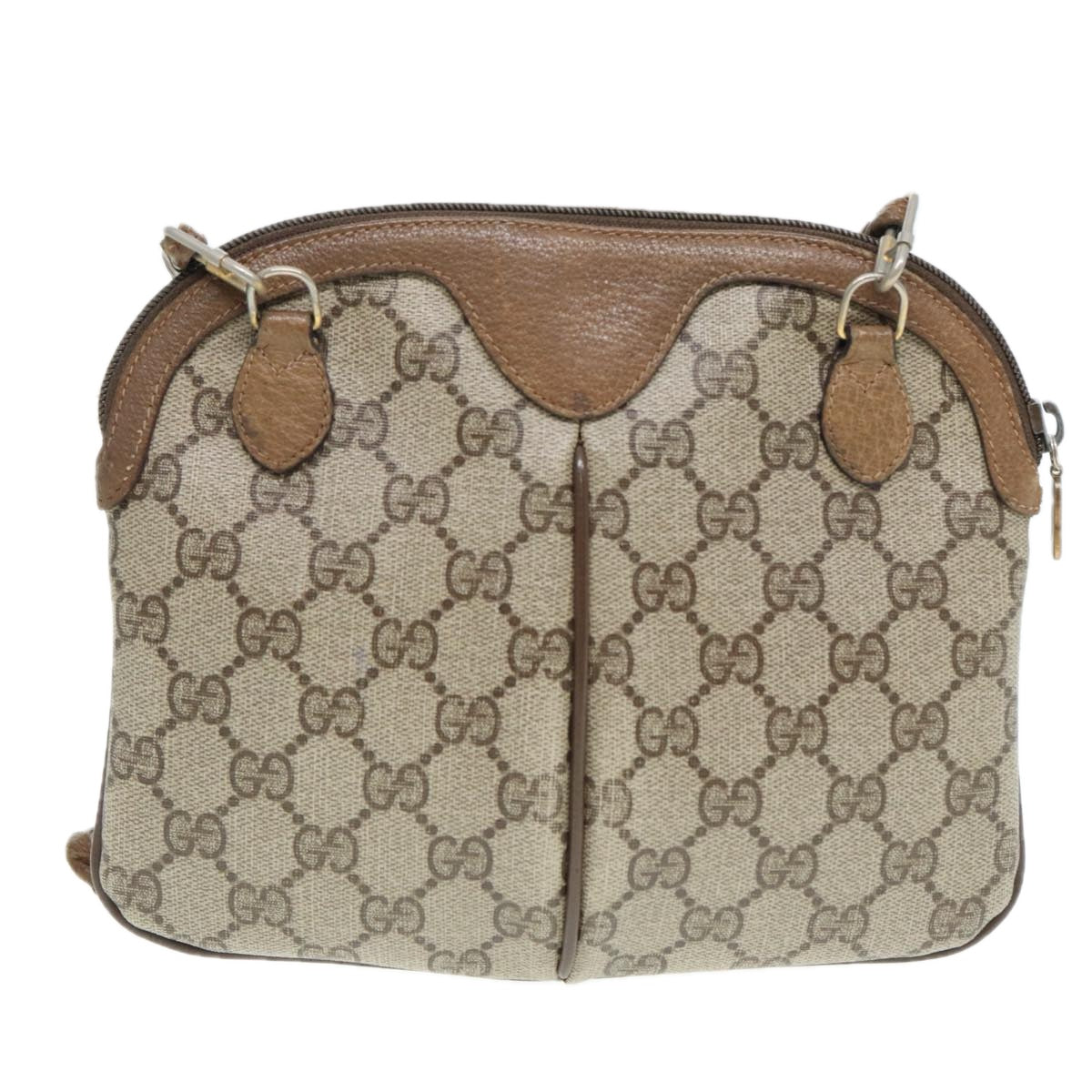 GUCCI GG Canvas Web Sherry Line Shoulder Bag PVC Beige Gold 68.02.047 Auth 86305